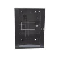 Gabinete PanZone de Montaje en Pared, de 19in, Puerta con Ventana de Seguridad, 18 UR, 635mm de Profundidad, Color Negro