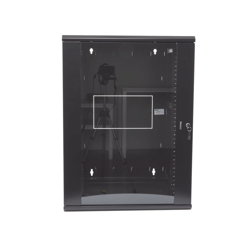 Gabinete PanZone de Montaje en Pared, de 19in, Puerta con Ventana de Seguridad, 18 UR, 635mm de Profundidad, Color Negro