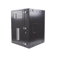 Gabinete PanZone de Montaje en Pared, de 19in, Puerta con Ventana de Seguridad, 18 UR, 635mm de Profundidad, Color Negro