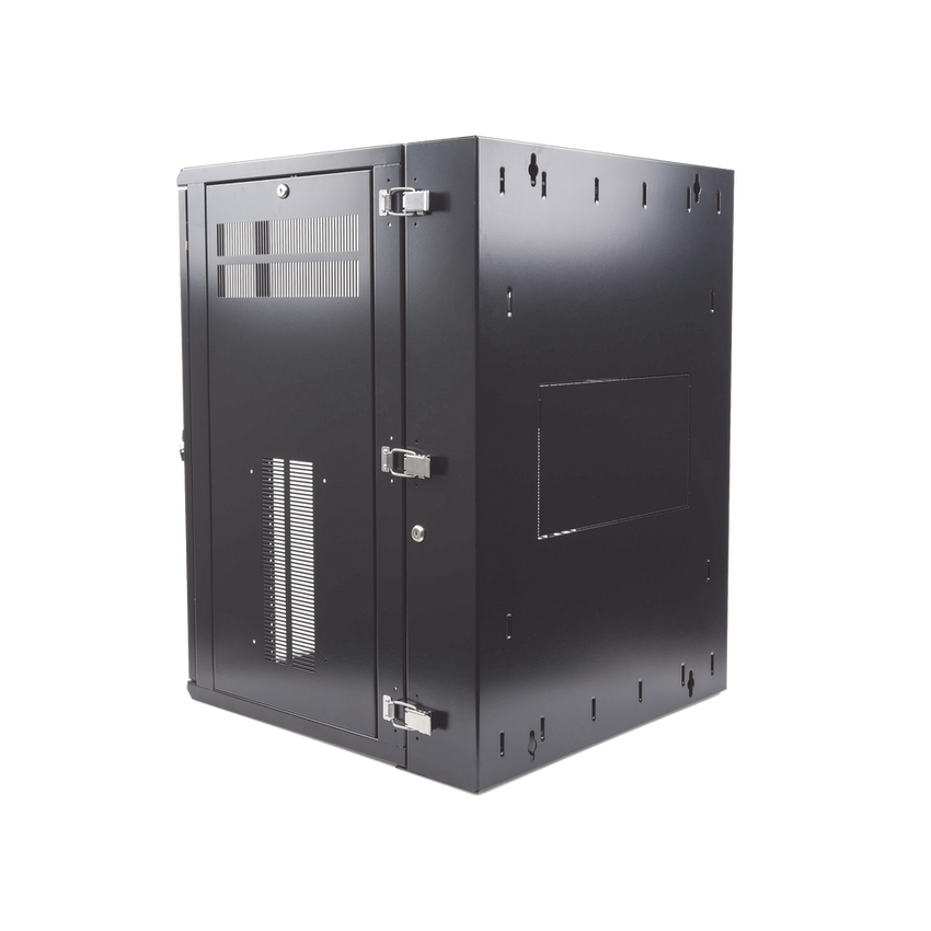Gabinete PanZone de Montaje en Pared, de 19in, Puerta con Ventana de Seguridad, 18 UR, 635mm de Profundidad, Color Negro