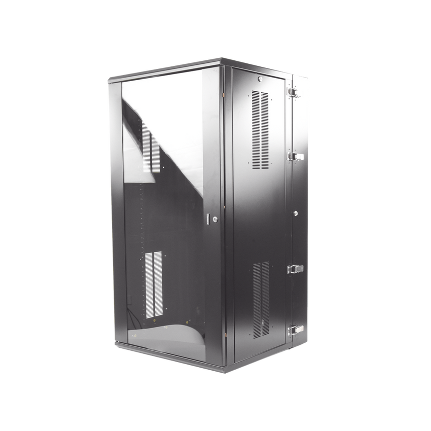 Gabinete PanZone de Montaje en Pared, de 19in, Puerta con Ventana de Seguridad, 26 UR, 635mm de Profundidad, Color Negro