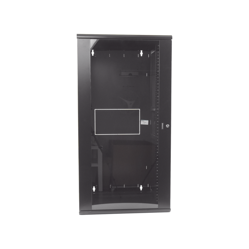 Gabinete PanZone de Montaje en Pared, de 19in, Puerta con Ventana de Seguridad, 26 UR, 635mm de Profundidad, Color Negro
