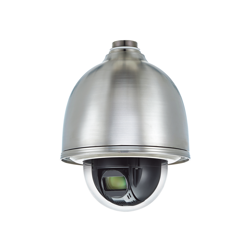 Domo IP PTZ Antivandálico 2MP / Zoom Óptico 32X / H.265 & WiseStream  / WDR 120DB / Exterior IP66 / Acero Inoxidable