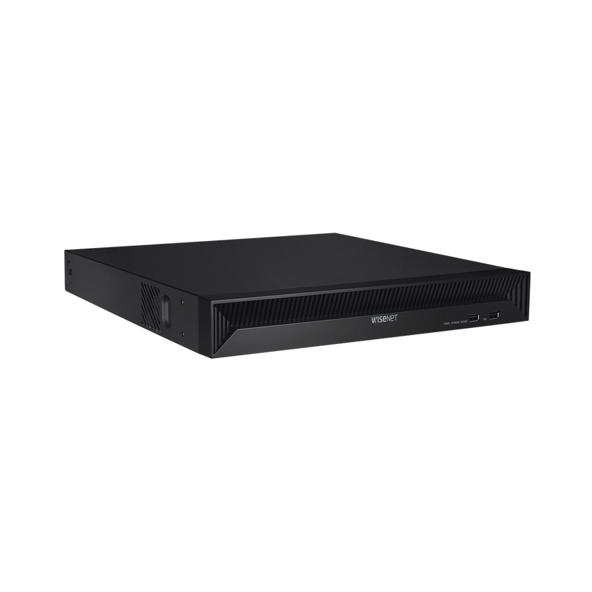 NVR 8 Megapíxel / 16 canales / H.265 / P2P Wisenet / 16 puertos PoE / 128Mbps