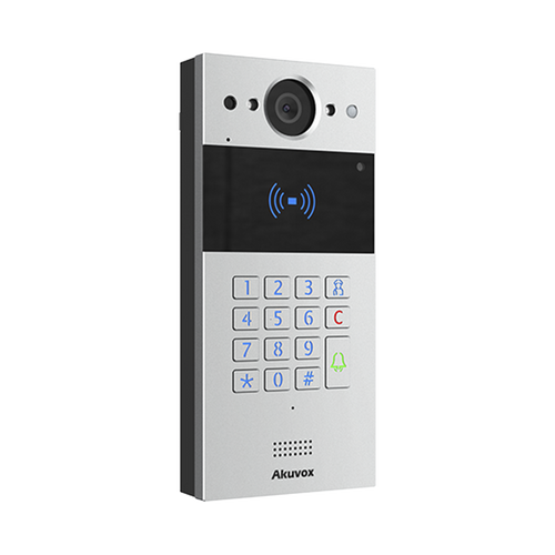 Videoportero SIP / Teclado y Lector de Tarjeta / Notificación App / Notificación Llamada Telefónica / Configuración en la Nube / POE / IP65 / Cámara de 2 MP / NFC / PIN Temporal para Visitas / Control de 2 Puertas