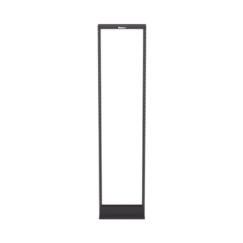 Rack de Dos Postes Estándar de 19 in, Rieles Numerados y Roscados #12-24, Fabricado en Aluminio, 45 Unidades de Rack, Color Negro