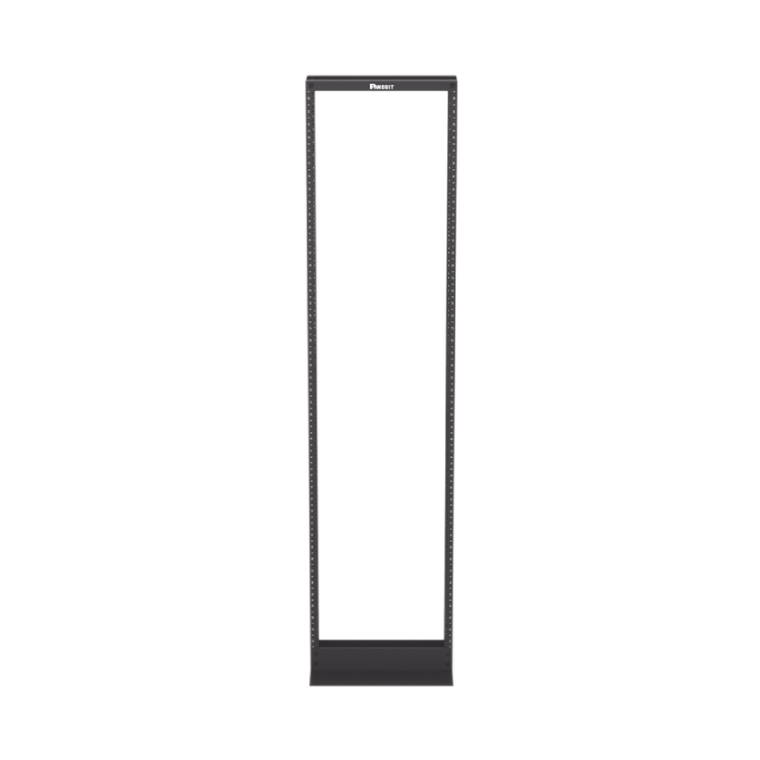 Rack de Dos Postes Estándar de 19 in, Rieles Numerados y Roscados #12-24, Fabricado en Aluminio, 45 Unidades de Rack, Color Negro