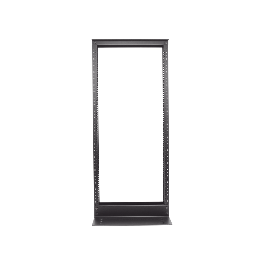 Rack de Dos Postes Estándar de 19 in, Rieles Numerados y Roscados #12-24, Fabricado en Aluminio, 24 Unidades de Rack, Color Negro