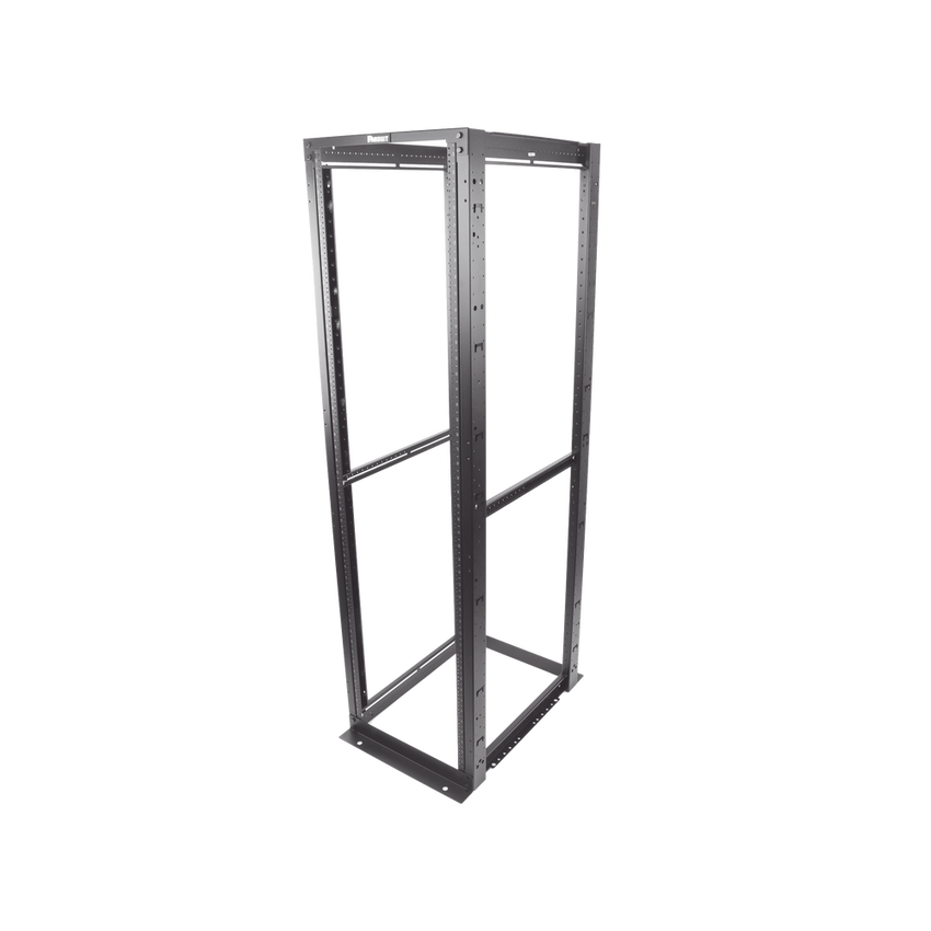 Rack de Cuatro Postes Estándar de 19", Rieles Numerados y Roscados #12-24, Profundidad Máxima de 30 in, 45 Unidades de Rack, Color Negro
