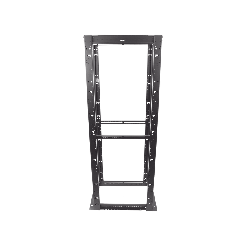 Rack de Cuatro Postes Estándar de 19", Rieles Numerados y Roscados #12-24, Profundidad Máxima de 30 in, 45 Unidades de Rack, Color Negro