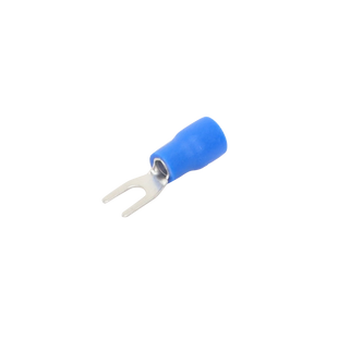 Terminal tipo horquilla ( espada ) aislada / 16 - 14 AWG / Azúl / Paquete de 25 piezas.