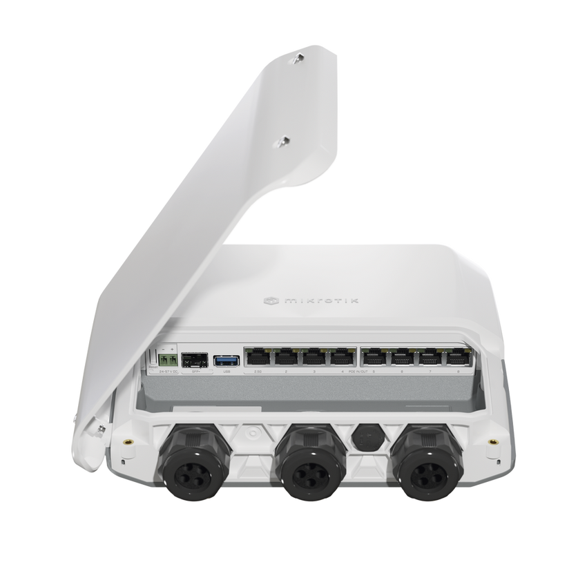 RB5009UPr+S+OUT 8 puertos PoE in/out, 1 SFP+, Solo RouterOS v7 para Exterior