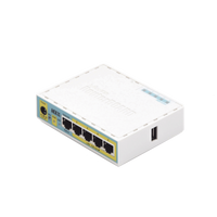 (hEX PoE LITE) RouterBoard, 5 Puertos Fast Ethernet, 4 con PoE Pasivo, 1 Puerto USB