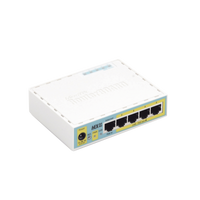 (hEX PoE LITE) RouterBoard, 5 Puertos Fast Ethernet, 4 con PoE Pasivo, 1 Puerto USB