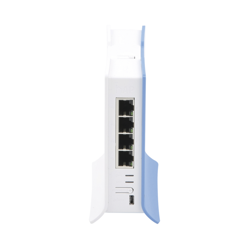 (hAP lite TC) 4 Puertos Fast Ethernet, Wi-Fi 2.4 GHz 802.11 b/g/n y base tipo Torre