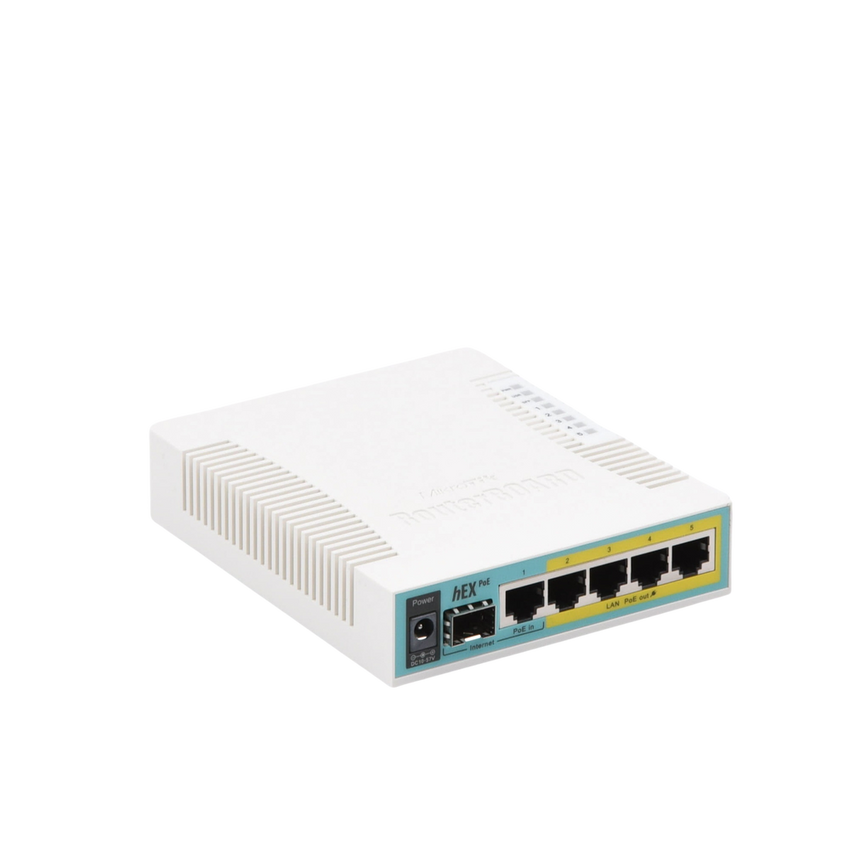 (hEX PoE) Routerboard 5 puertos Gigabit Ethernet PoE 802.3at, 1 Puerto USB