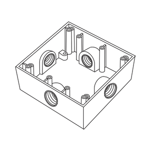 Caja Cuadrada de 3/4" (19.05 mm) a Prueba de Intemperie/ Cuenta con 4 bocas.