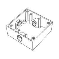 Caja Cuadrada de 3/4" (19.05 mm) a Prueba de Intemperie/ Cuenta con 3 bocas.