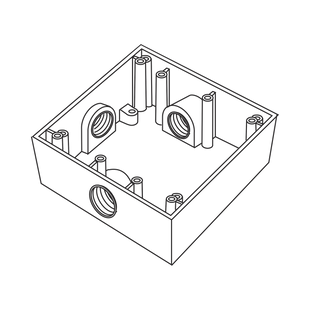 Caja Cuadrada de 3/4" (19.05 mm) a Prueba de Intemperie/ Cuenta con 3 bocas.