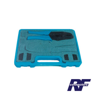 Kit de Pinzas (RFA-4005-20) con 2 Juegos de Mordazas (RFA-4005-01 y RFA-4005-02) para Instalar Conectores de Anillo Plegable, Incluye Estuche de Plástico