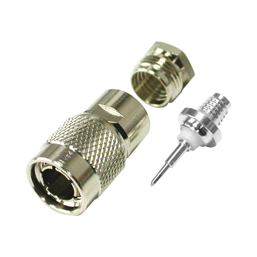 Conector TNC Macho de Rosca para Cable RG-59/U, Grupo D, Níquel/ Plata/ Teflón.