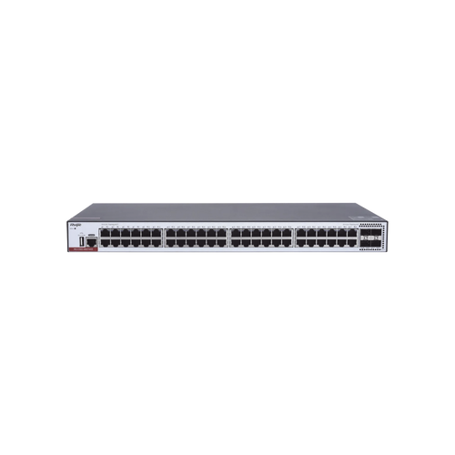 Switch Administrable Capa 3 con 48 puertos Gigabit + 4 SFP+ para fibra 10Gb, gestión gratuita desde la nube.