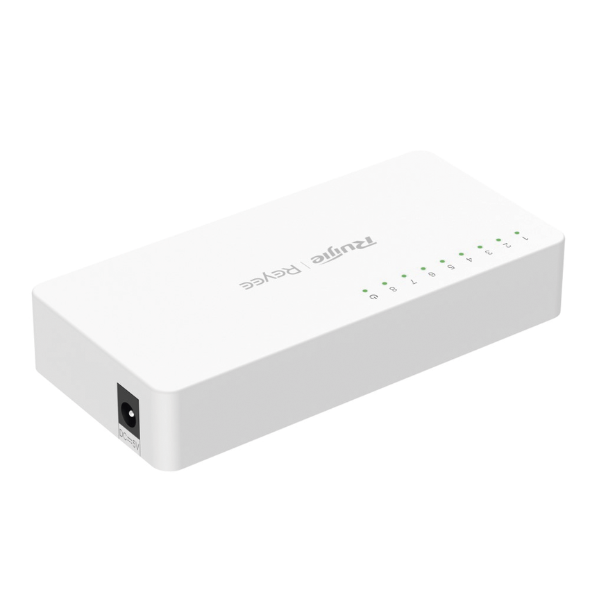 Switch no administrable, Visible en la Topología de la Nube, con 8 puertos 10/100 Mbps