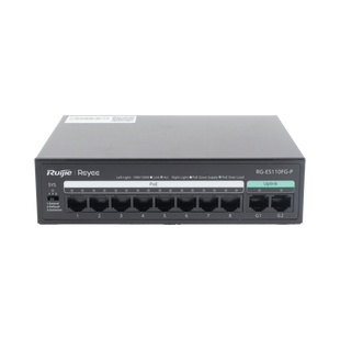 Switch PoE+ no Administrable, hasta 110 Watts, 8 puertos PoE+ 10/100 y 2 Uplinks Gigabit 1G