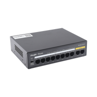 Switch PoE+ no Administrable, Hasta 110 Watts, 8 puertos PoE+ y 2 Uplinks 10/100