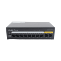 Switch PoE+ no Administrable, Hasta 110 Watts, 8 puertos PoE+ y 2 Uplinks 10/100