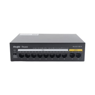 Switch PoE+ no Administrable, Hasta 110 Watts, 8 puertos PoE+ y 2 Uplinks 10/100