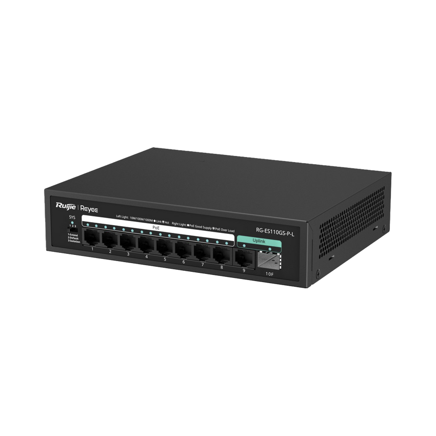 Switch PoE, no administrable, con 10 puertos 10/100/1000 Mbps Monitorearle en la Nube