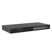 Switch PoE+ no Administrable, Hasta 120 Watts, Ideal para CCTV, 16 Puertos PoE +10/100, 2 Uplinks Gigabit y 2 SFP COMBO