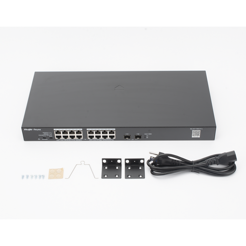 Switch PoE+ No Administrable, Hasta 247 Watts, con 16 Puertos Gigabit PoE+ y 2 Uplinks SFP 1G, Visible en la Topología