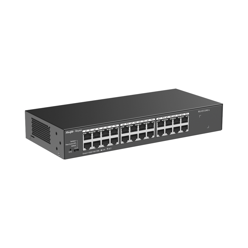 Switch no administrable, con 24 puertos Gigabit, Visible en la Topología