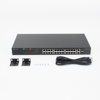 Switch PoE+ no Administrable, hasta 370 Watts Ideal para CCTV, 24 Puertos 10/100 PoE+, 2 Uplinks Gigabit (1 SFP COMBO)