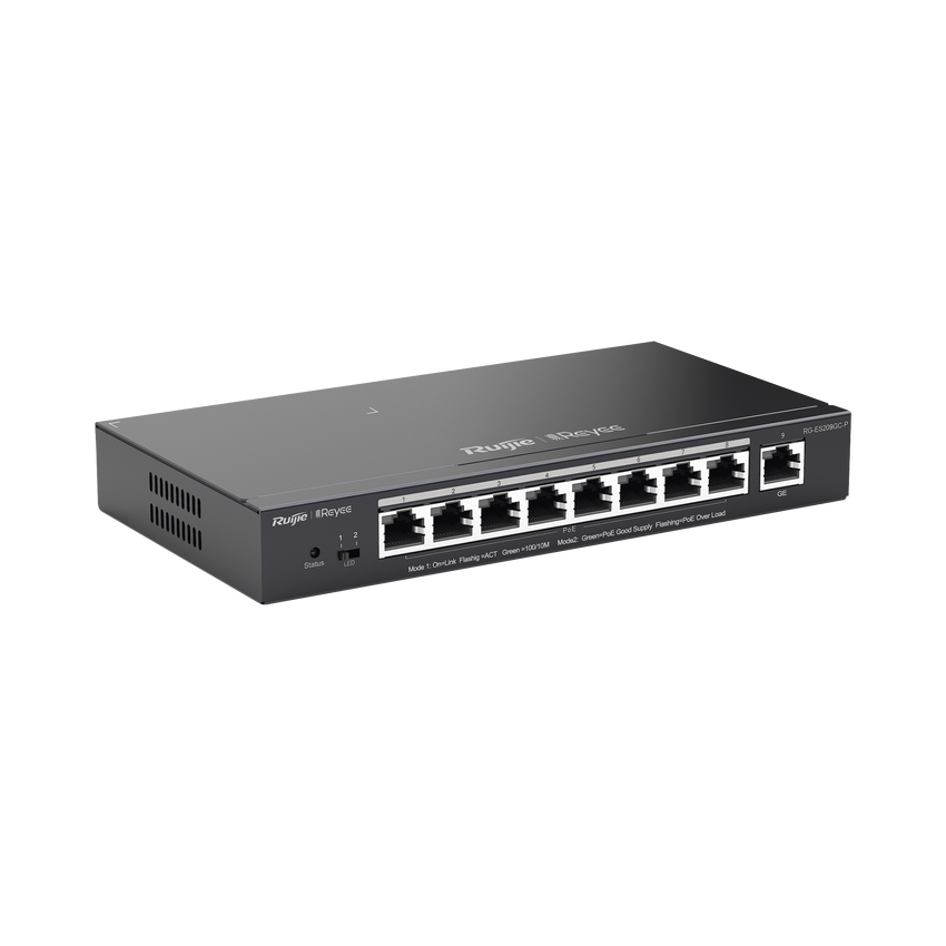 Switch Administrable 8 Puertos PoE+ 802.3af/at Gigabit, gestión gratuita desde la nube, 120w