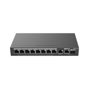 Switch Administrable con 8 puertos Gigabit PoE, 2 Uplinks Gigabit (1 SFP), gestión gratuita desde la nube