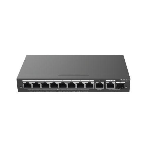 Switch Administrable con 8 puertos Gigabit PoE, 2 Uplinks Gigabit (1 SFP), gestión gratuita desde la nube