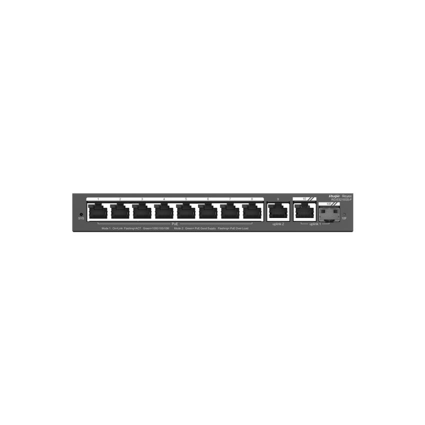 Switch Administrable con 8 puertos Gigabit PoE, 2 Uplinks Gigabit (1 SFP), gestión gratuita desde la nube