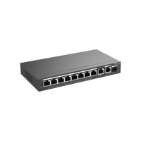 Switch Administrable con 8 puertos Gigabit PoE, 2 Uplinks Gigabit (1 SFP), gestión gratuita desde la nube