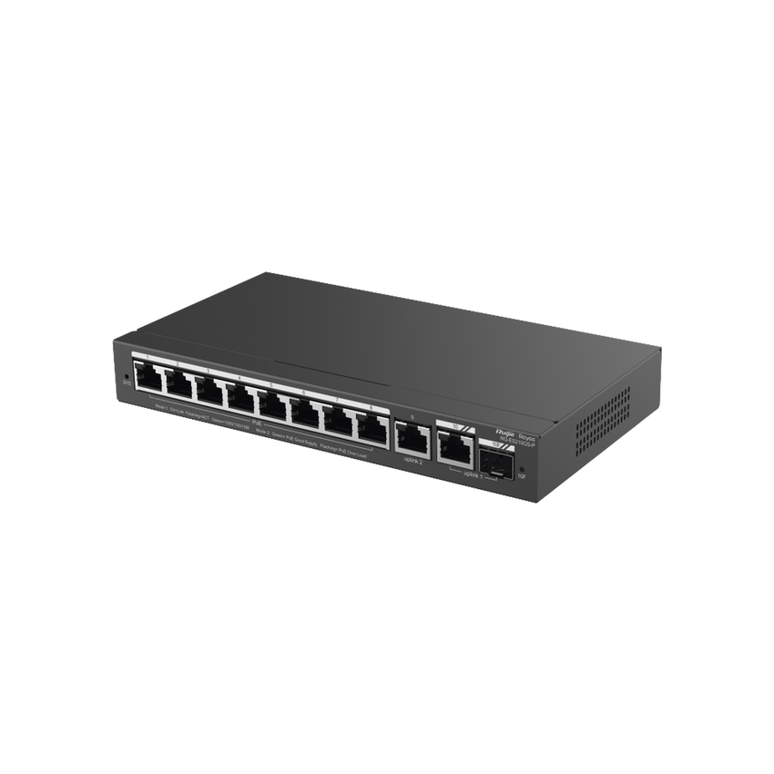 Switch Administrable con 8 puertos Gigabit PoE, 2 Uplinks Gigabit (1 SFP), gestión gratuita desde la nube