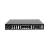 Switch L2 Administrable PoE con 16 puertos Gigabit PoE 802.3af/at + 2 SFP para fibra 1Gb, gestión gratuita desde la nube, 240w