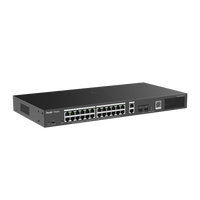 Switch Smart PoE con 24 puertos Gigabit PoE 802.3af/at + 2 SFP para fibra 1Gb, gestión gratuita desde la nube, 370w