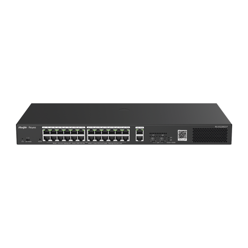 Switch Smart PoE con 24 puertos Gigabit PoE 802.3af/at + 2 SFP para fibra 1Gb, gestión gratuita desde la nube, 370w