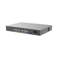 e-Lighten ONU / Switch PoE+ Hibrido, Capa 2 con un Puerto PON 1G y 16 Puertos Ethernet PoE+ 1G hasta 240 Watts y 100 Clientes