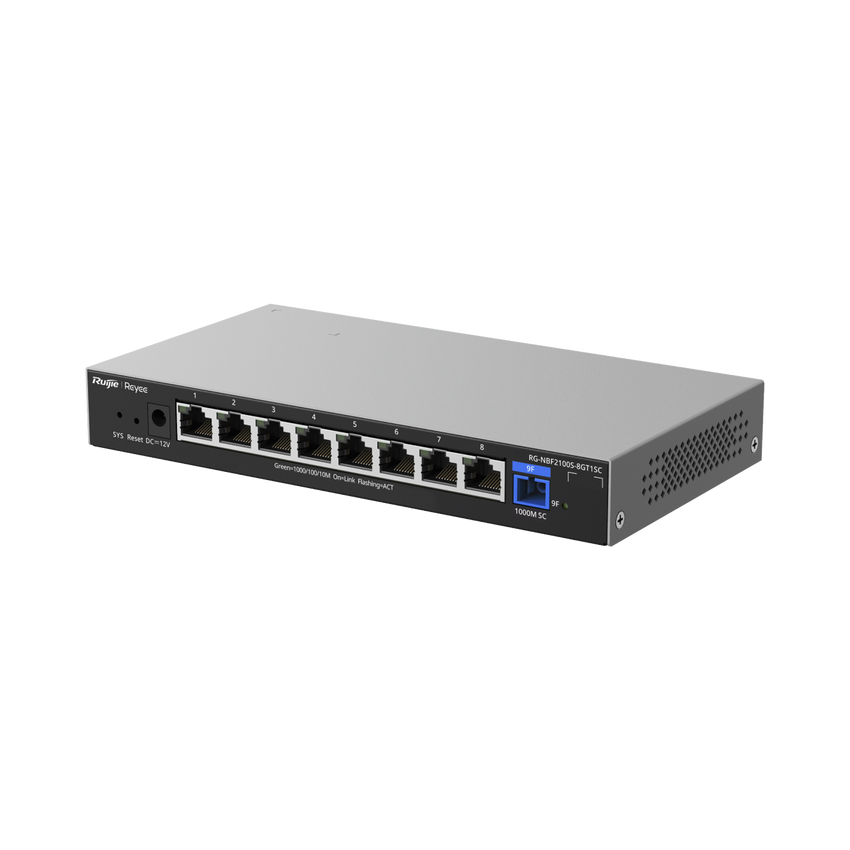 e-Lighten ONU / Switch Hibrido, Capa 2 con un Puerto PON 1G y 8 Puertos Ethernet 1G hasta 100 Clientes