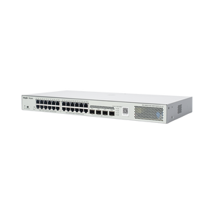 Switch Administrable L2 PoE+ hasta 370W, 24 Puertos Eth 1G, 4 puertos SFP 1G, Administración Remota en la Nube.