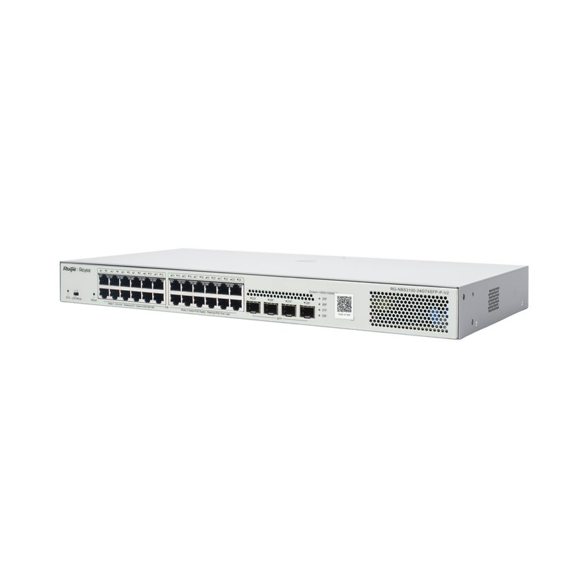 Switch Administrable L2 PoE+ hasta 370W, 24 Puertos Eth 1G, 4 puertos SFP 1G, Administración Remota en la Nube.