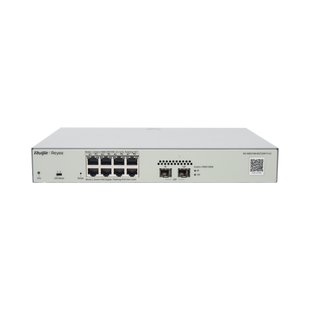 Switch Administrable PoE Capa 2 con 8 puertos Gigabit PoE 802.3af/at + 2 SFP para fibra 1Gb, gestión gratuita desde la nube, 125w
